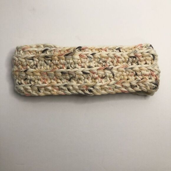 crochet twist chunky baby headband cotton cream blue and pink - Picture 4 of 4